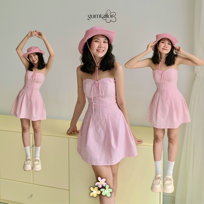 Váy đầm váy chữ a xoè ngắn dáng cup ngực buộc nơ cổ “lummi dress”