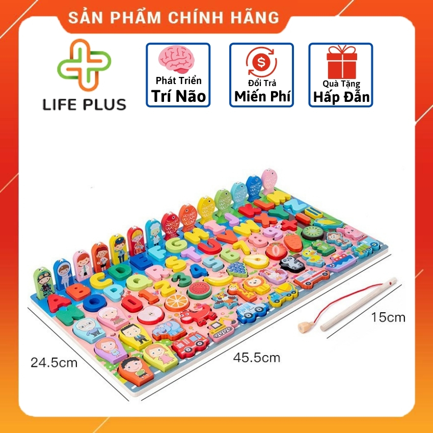 [Free Ship + Quà Tặng] Bộ Đồ Chơi Câu Cá Bằng Gỗ Nhiều Chi Tiết 7 in 1 Giúp Bé Vừa Học Vừa Chơi Phát Triển Trí Thông Minh. Bộ Đồ Chơi LP07 Tăng Khả Năng Nhận Thức, Kỹ Năng Cầm Nắm - Tặng Ngay Sâu Gỗ Uốn Dẻo - Life Plus Store