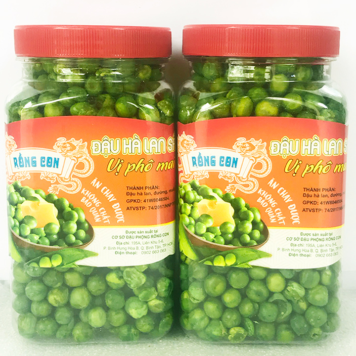 [HCM]2 Hủ Hà Lan Sấy Phômai (Hủ 220Gram) Thương Hiệu Rồng Con - Đồ ăn vặt