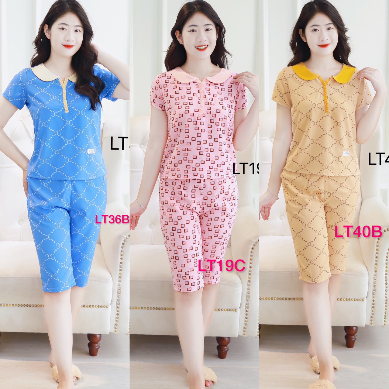 Đồ bộ sau sinh, Đồ bộ mặc nhà mẫu mới chất liệu lụa đẹp lướt