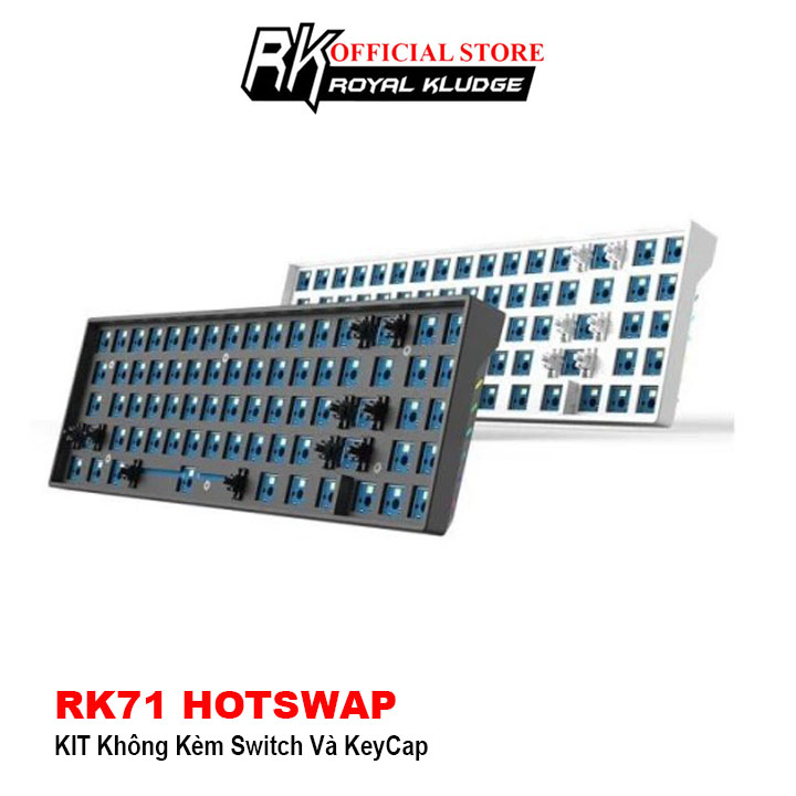 RK71 KIT HOTSWAP - KIT Bàn phím cơ Royal Kludge Rk71 Kết nối 3 thiết bị qua Bluetooth 5.0 và Cáp Typ C thích hợp cho Pc, Laptop, Điện Thoại - Hãng phân phối chính thức
