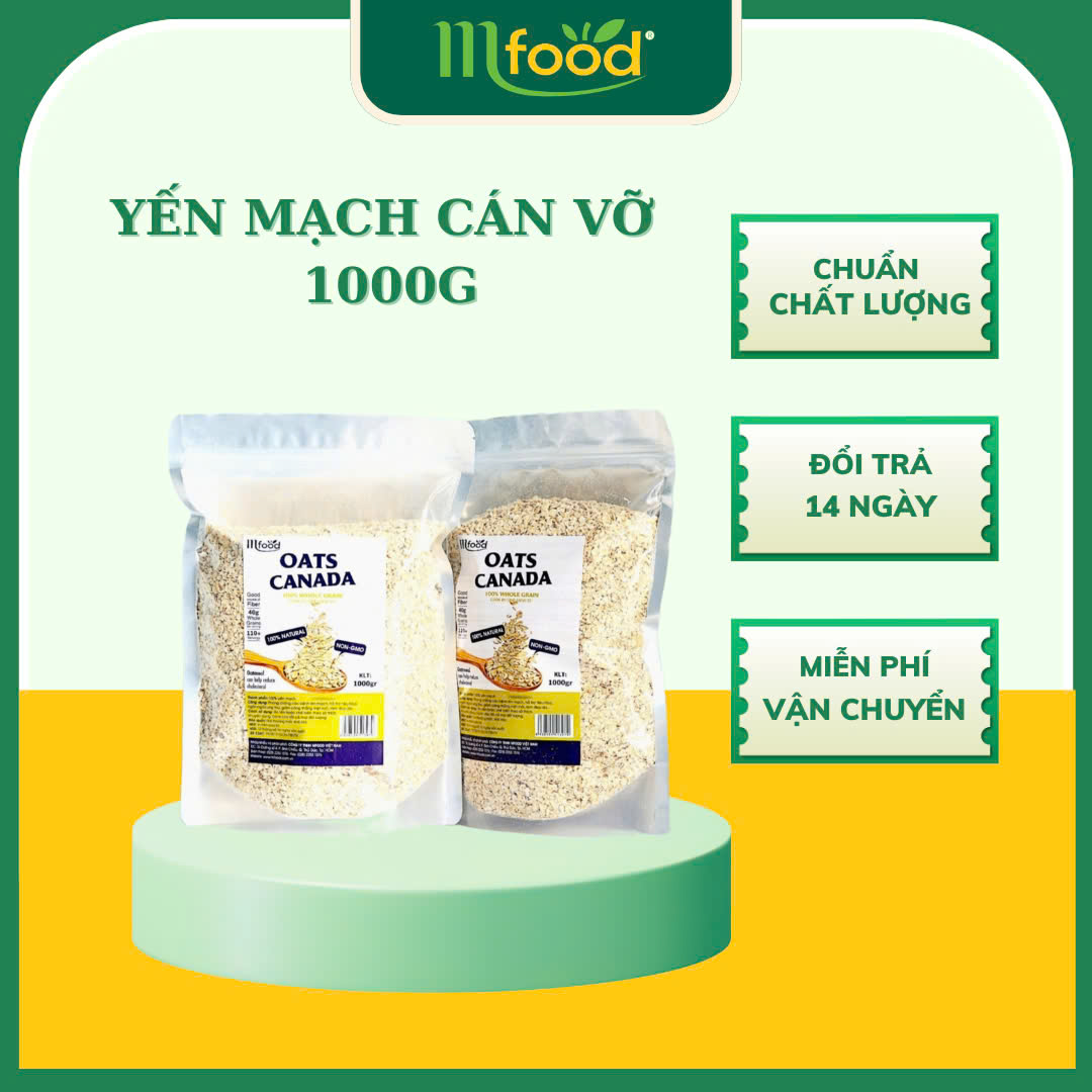[HCM]Yến Mạch Tươi Canada Nguyên Chất túi 1kg ( Cán Vỡ  )
