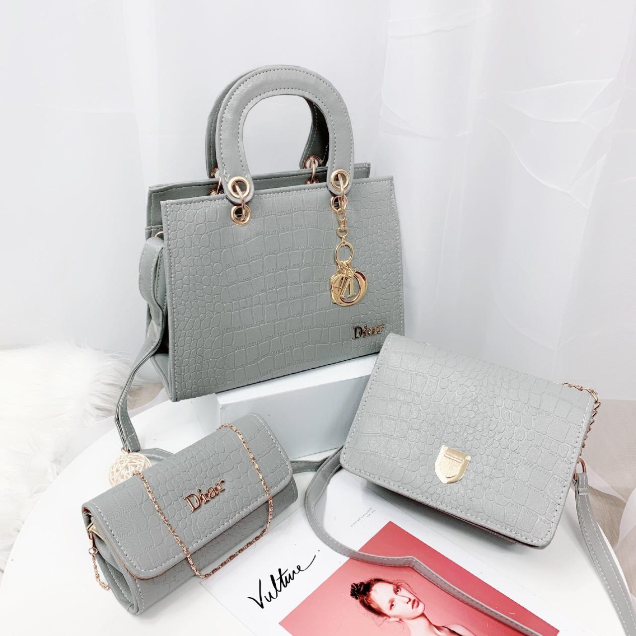 Bộ 3 túi xách hộp vân rắn
