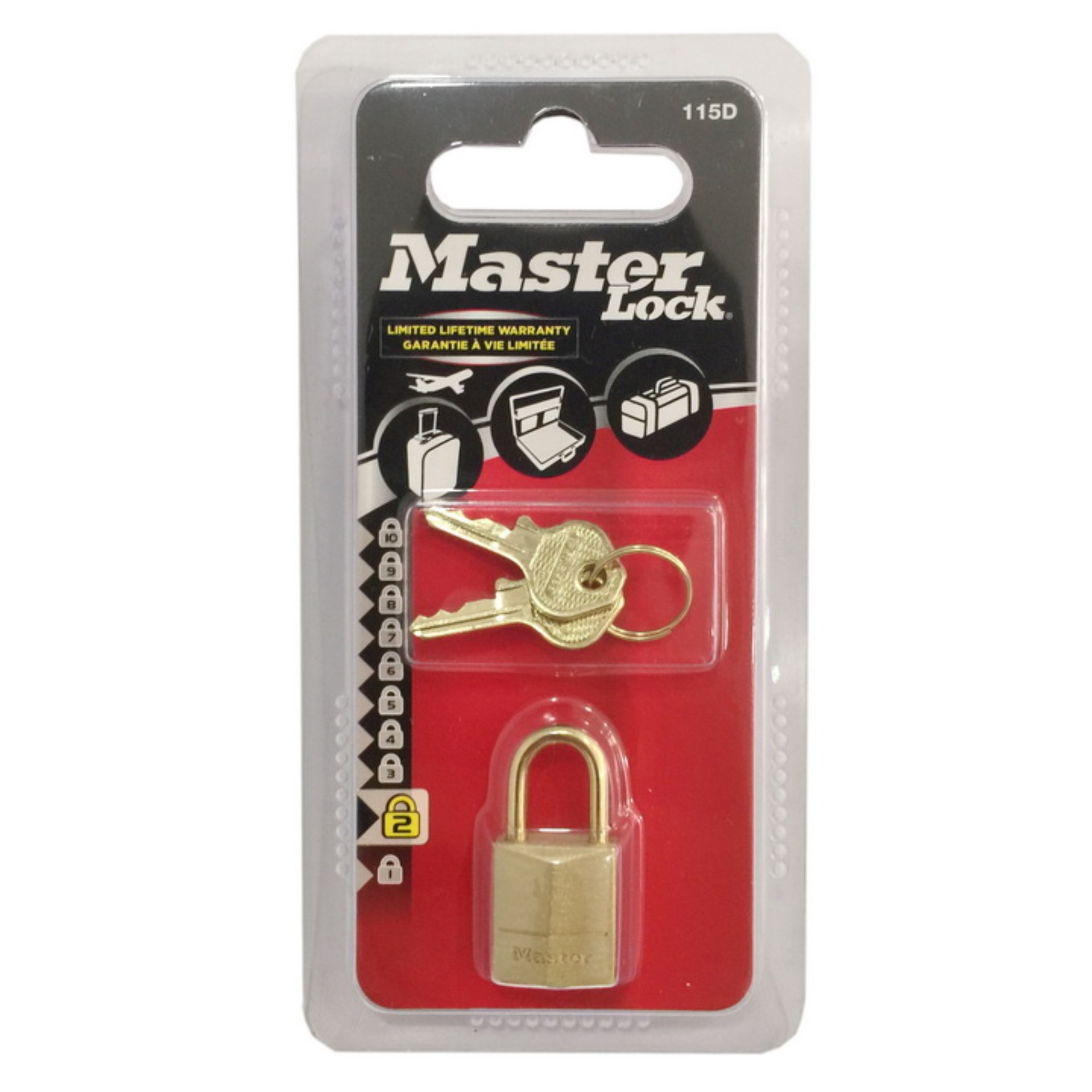 Ổ khóa vali master lock 115 eurd thân đồng 15mm - mitishop