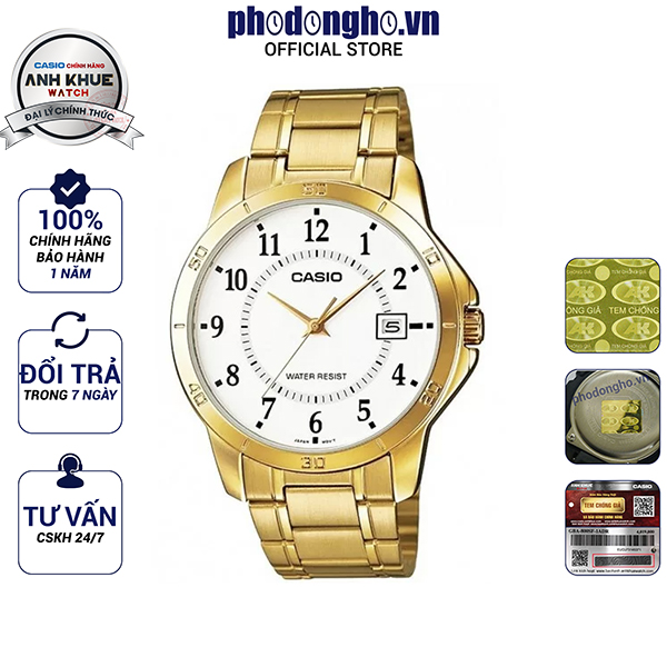 Đồng hồ nam dây kim loại Casio Anh Khuê MTP-V004G-7BUDF