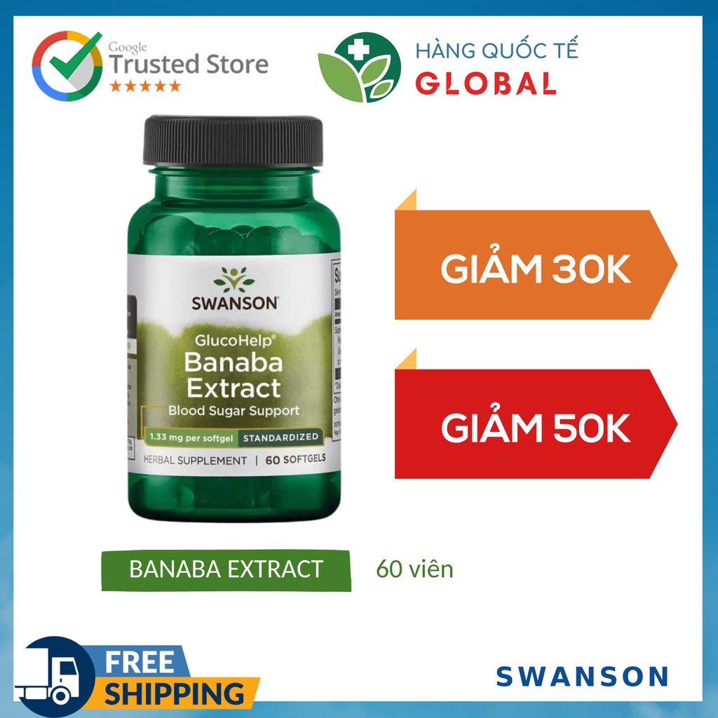 International Products SWANSON BANABA EXTRACT, 60-90 tablets, Diabetes