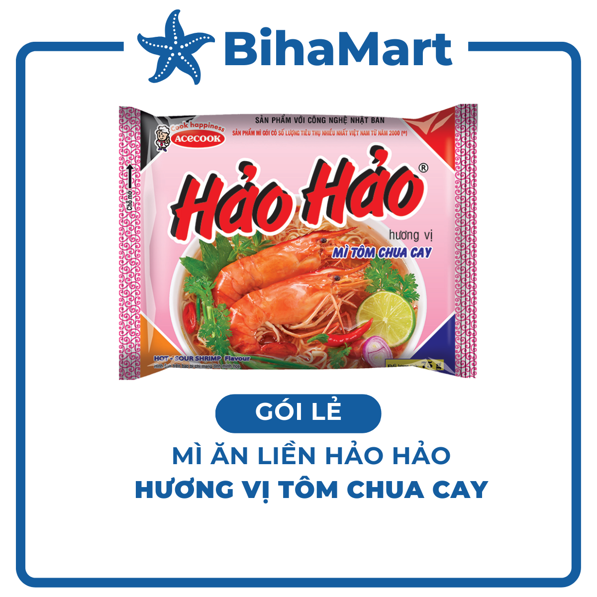 1 PACKAGE - ACECOOK - HAO HAO INSTANT NOODLES HAO HAO SOUR-HOT SHRIMP