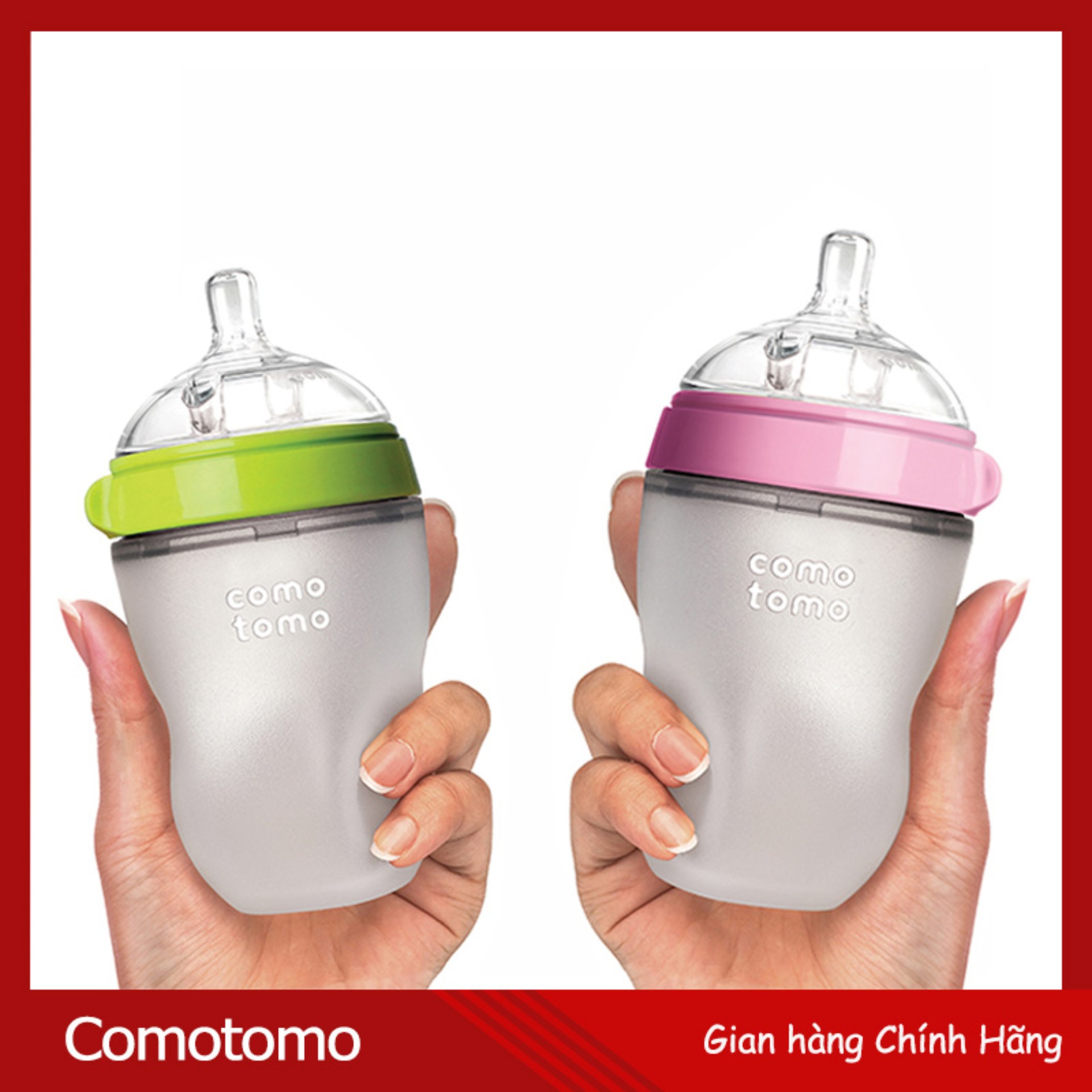 Hộp Ghép 1 Bình Sữa Comotomo 250ml Hồng Và 250ml Xanh (Hãng phân phối chính thức)