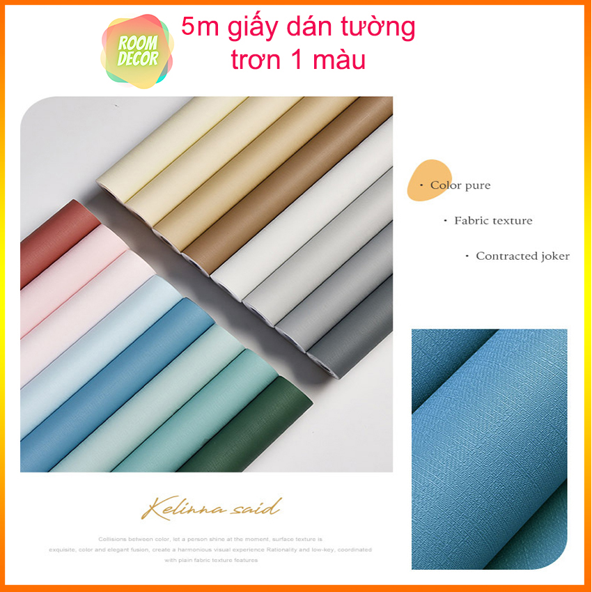 Giấy dán tường trơn 1 màu giá bán 5m x 45cm, giấy dán tường trơn nhám, giấy dán tường trơn sang trọng, giấy dán tường 1 màu, giấy dán tường phòng ngủ 1 màu, decal dán tường, decor bàn học - ROOM DECOR