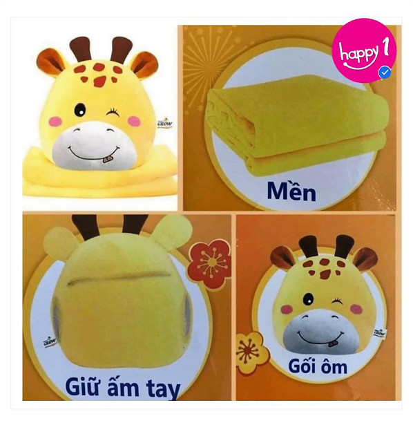 Bộ gối kèm chăn dễ thương gối ôm có xỏ tay cho bé