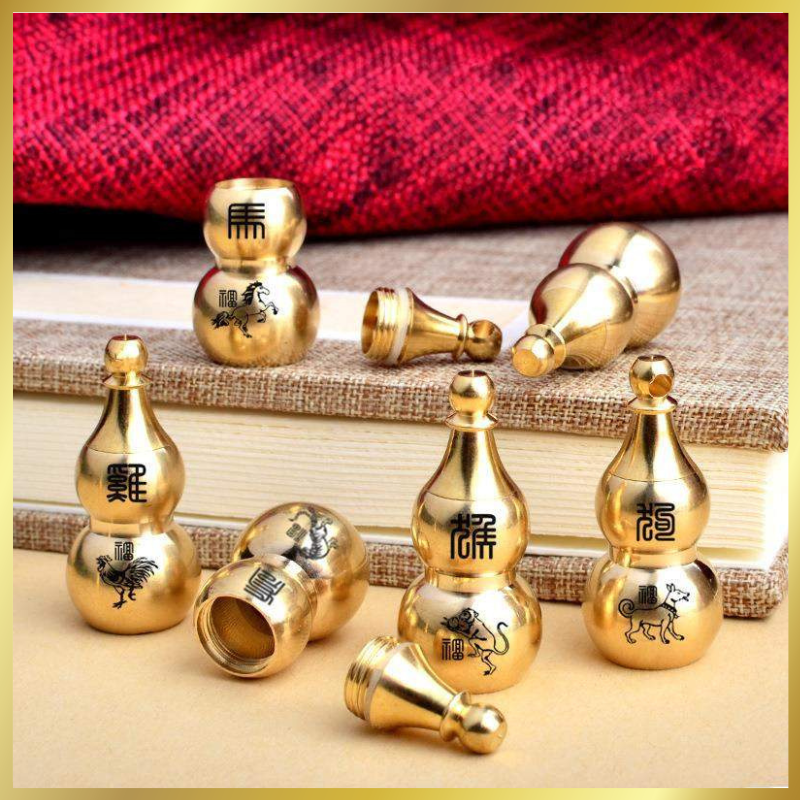 [Đồng Thau] Quả Bầu Rỗng Mở Nắp 12 Con Giáp Mix Theo Sở Thích (A-01)