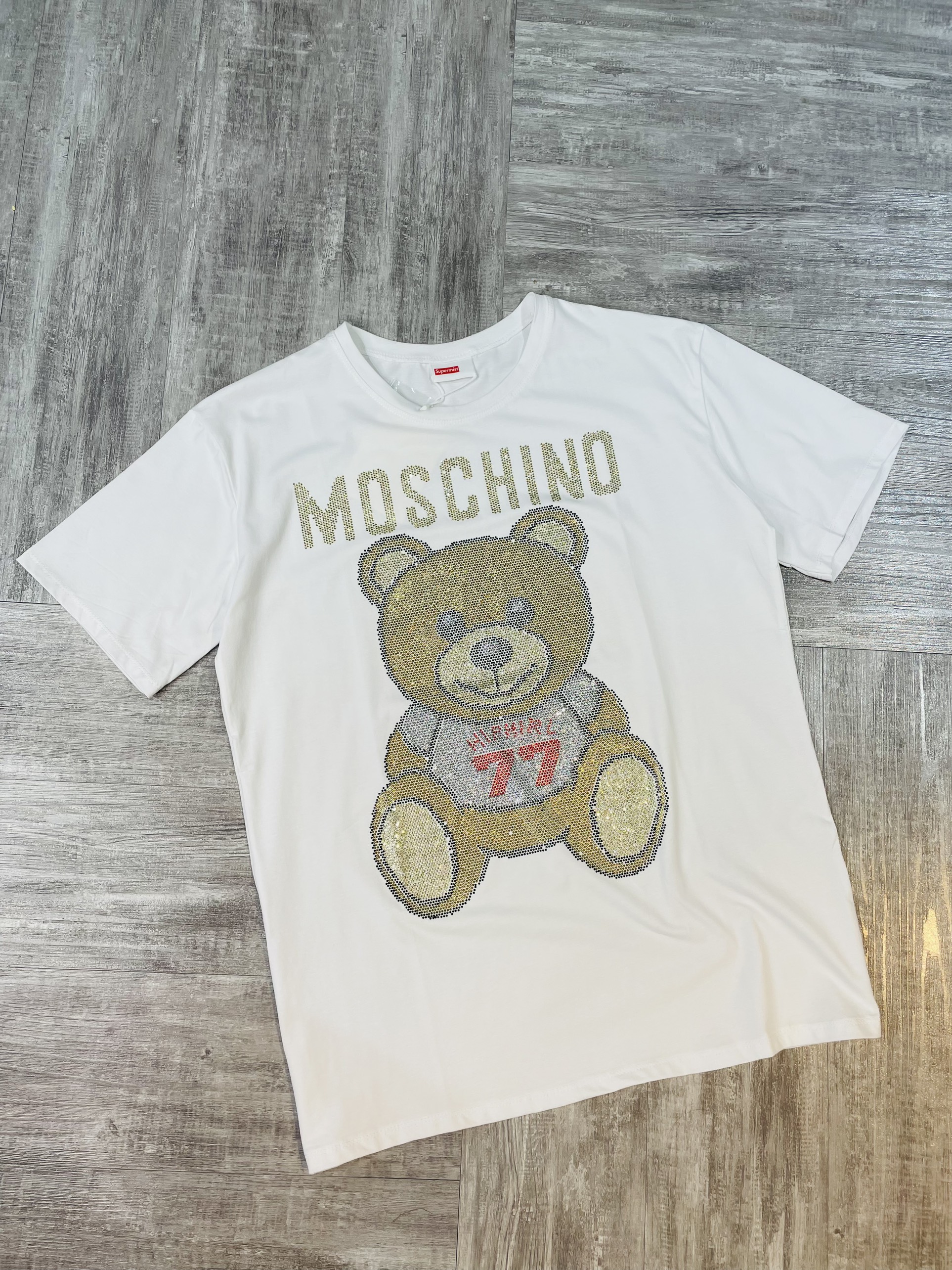 Áo thun - áo thun in hình gấu moschino - áo thun quảng châu giá rẻ - áo thun đính đá lấp lánh form chuẩn xịn