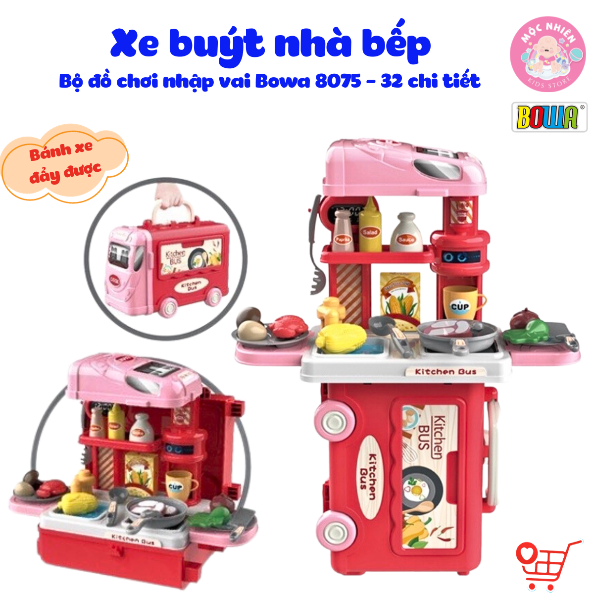 Bộ đồ chơi nhập vai đầu bếp nấu ăn Bowa 8075 - Xe buýt nhà bếp 32 chi tiết