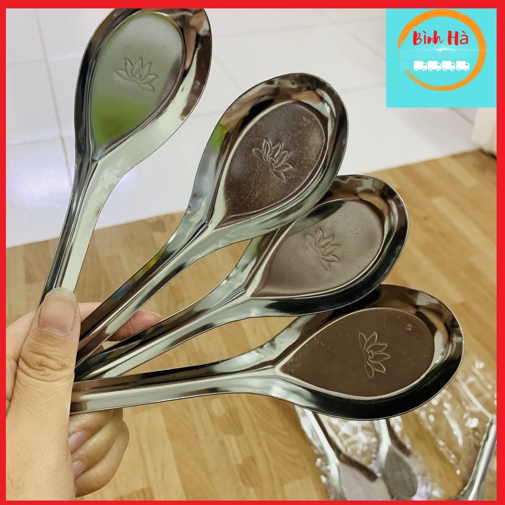 Thìa phở muỗng ăn cơm bằng inox cao cấp hoa sen