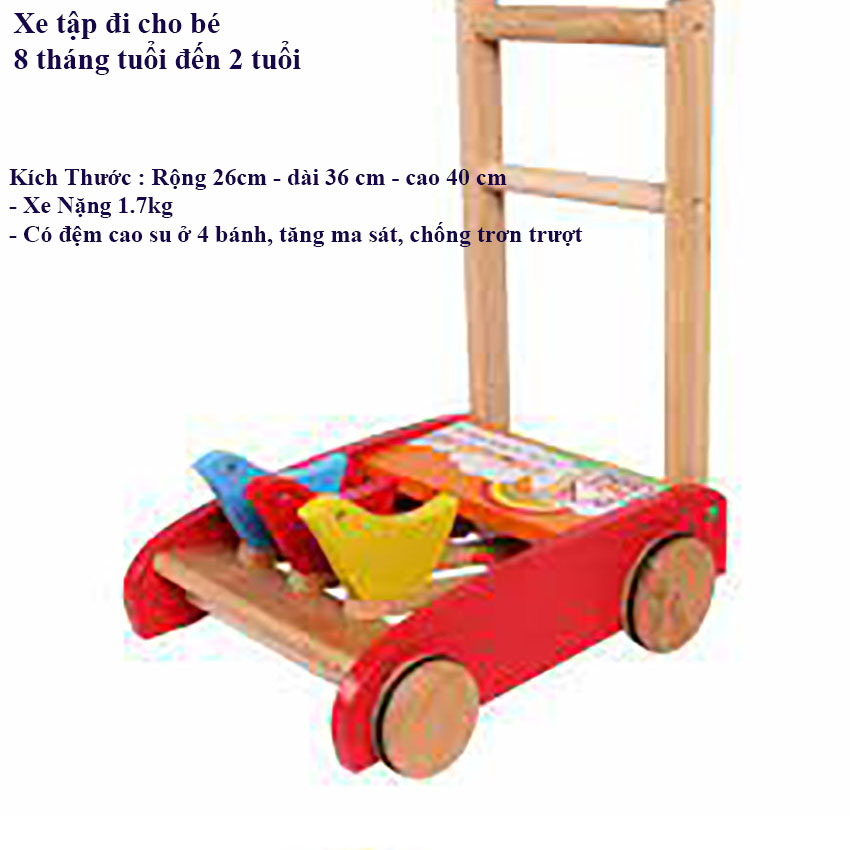 Xe tập đi bằng gỗ - xe gà tập đi hình con gà cho bé