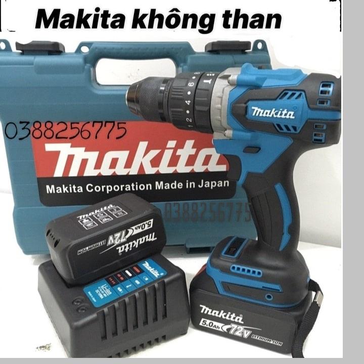 Máy khoan pin makita không chổi than đầu 13 ly có chức năng búa pin 72v5.0ah
