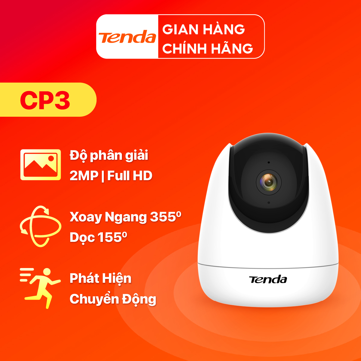 Camera Wifi Tenda Trong Nhà CP3/CP6/CP7 Full HD 1080P/2MP/3MP/5MP/2K Quay Quét 360°, Đàm Thoại 2 Chiều - Hàng chính hãng