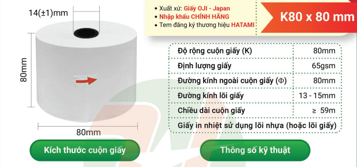 K80x80 Combo 30 cuộn Giấy in hoá đơn, giấy in bill