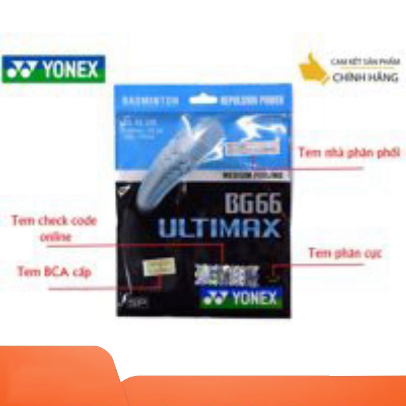 Dây cước căng vợt yonex bg 66 utimax đủ 3 tem chính hãng- nhà phân phối chính hãng- sport huế