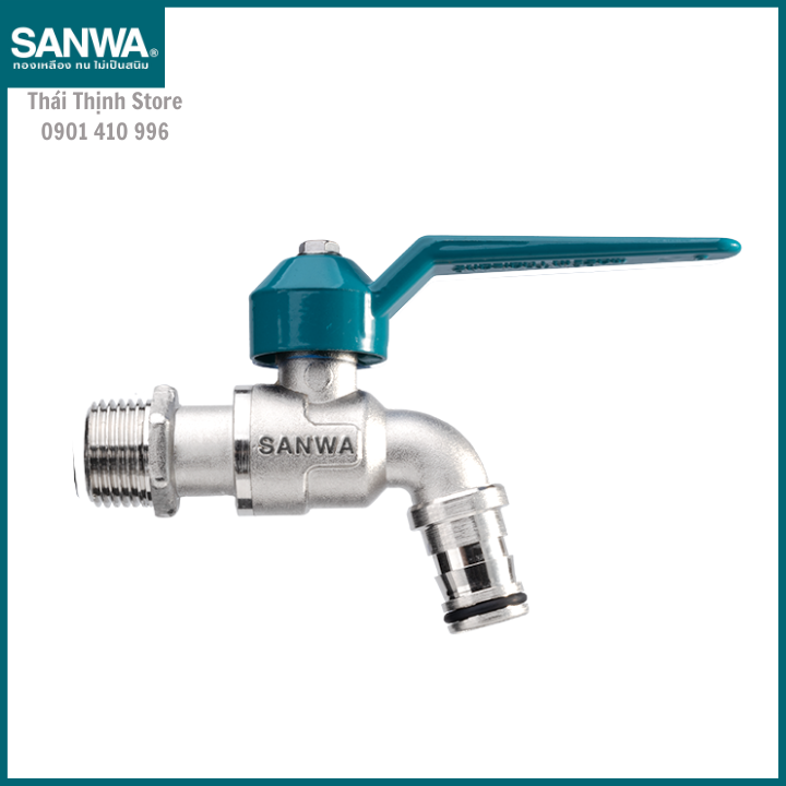 Vòi hồ, rumine, vòi vườn, vòi nước thân đồng tay gạt màu sanwa thái lan phi 21mm