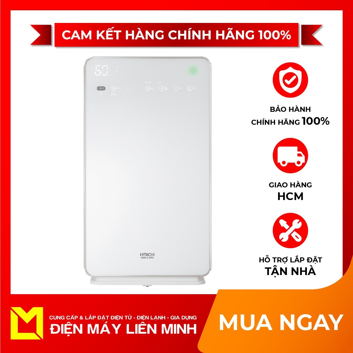 Máy lọc không khí Hitachi EP-M70E Bộ lọc HEPA lọc bụi phấn hoa và các tác nhân gây dị ứng Bộ lọc khử mùi khử mùi hiệu quả và dễ dàng vệ sinhtiết kiệm điện năng