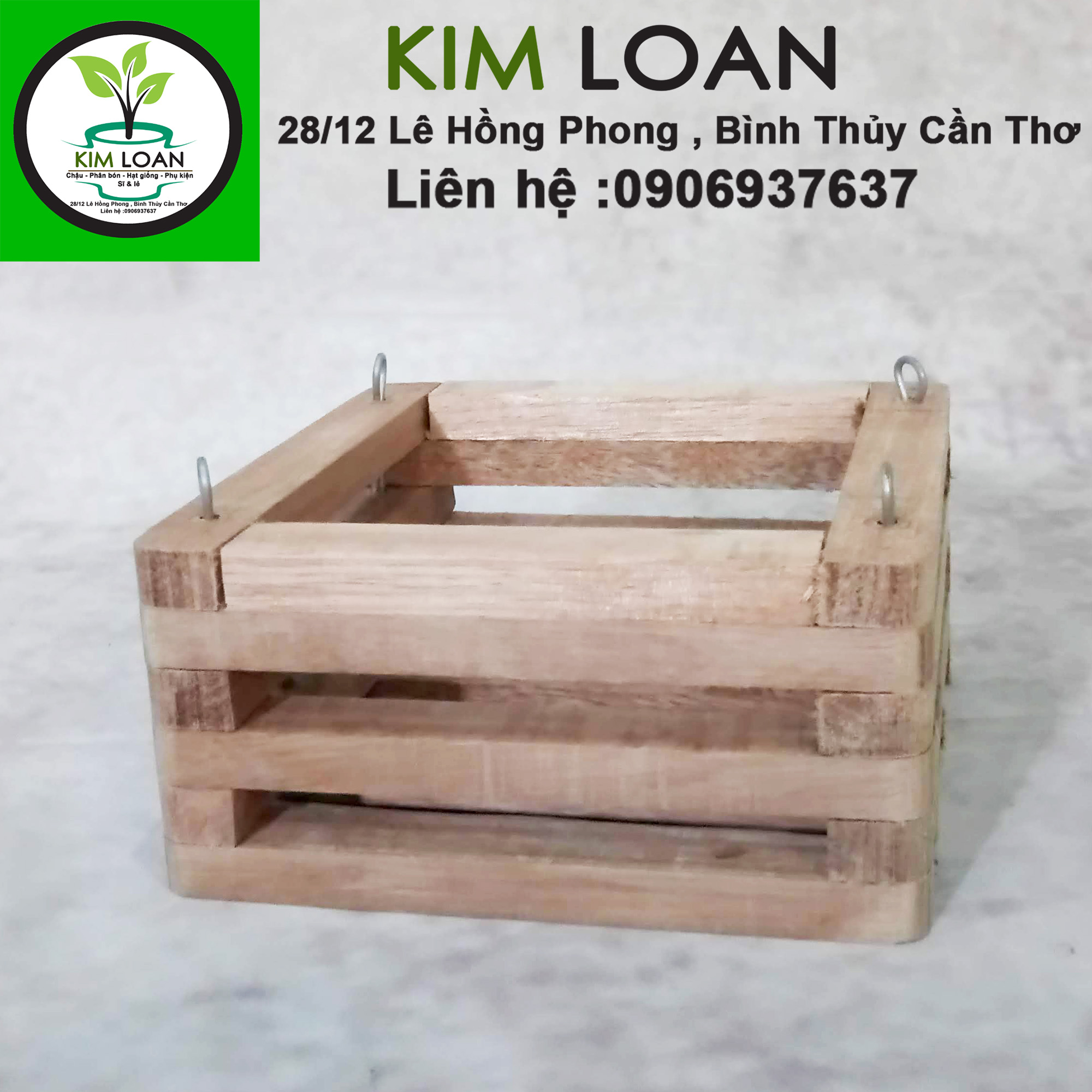 Combo 4 chậu lan gỗ hộp vuông 15x7cm