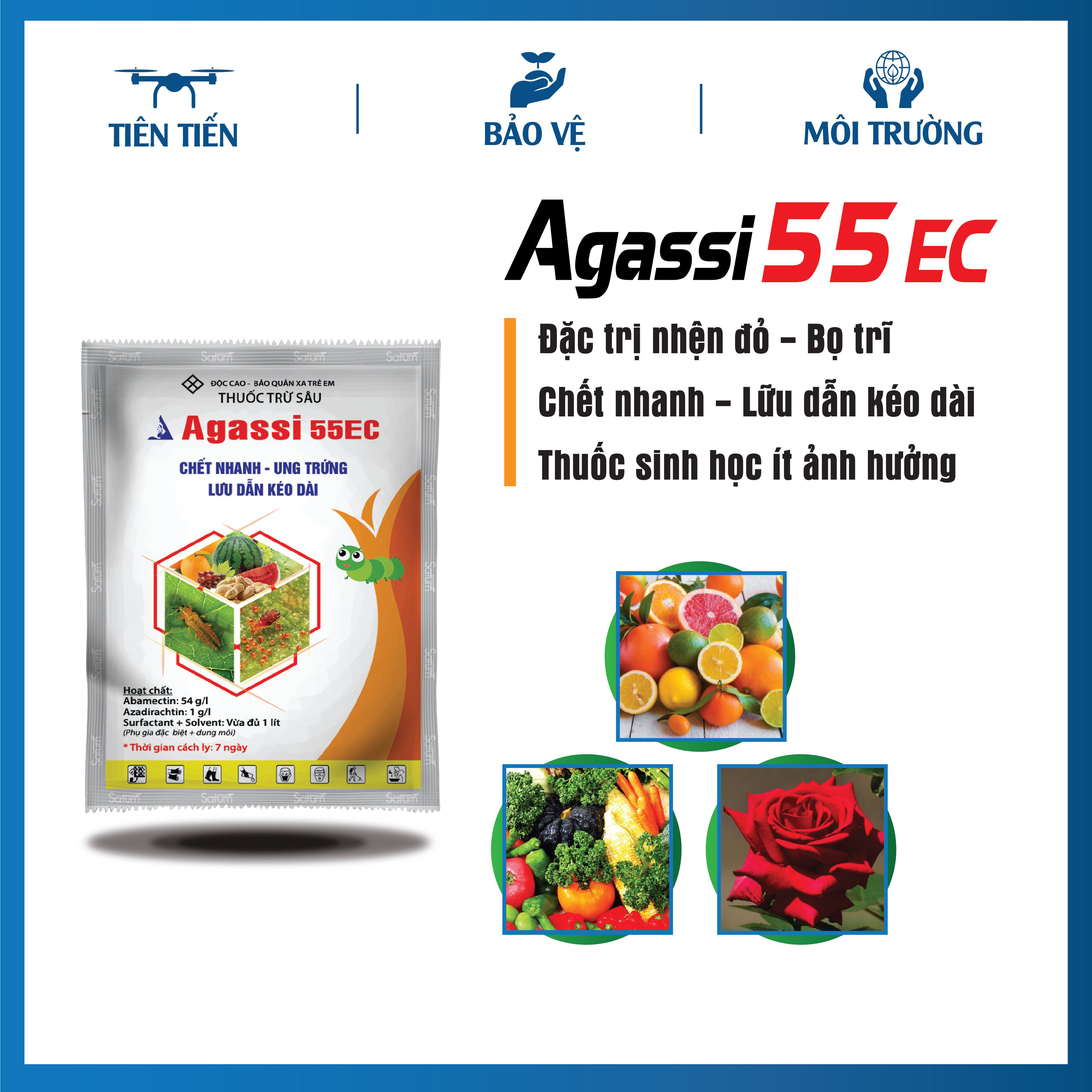 Thuốc trừ sâu agassi 55ec gói 12.5ml - đặc trị nhện đỏ, bọ trĩ