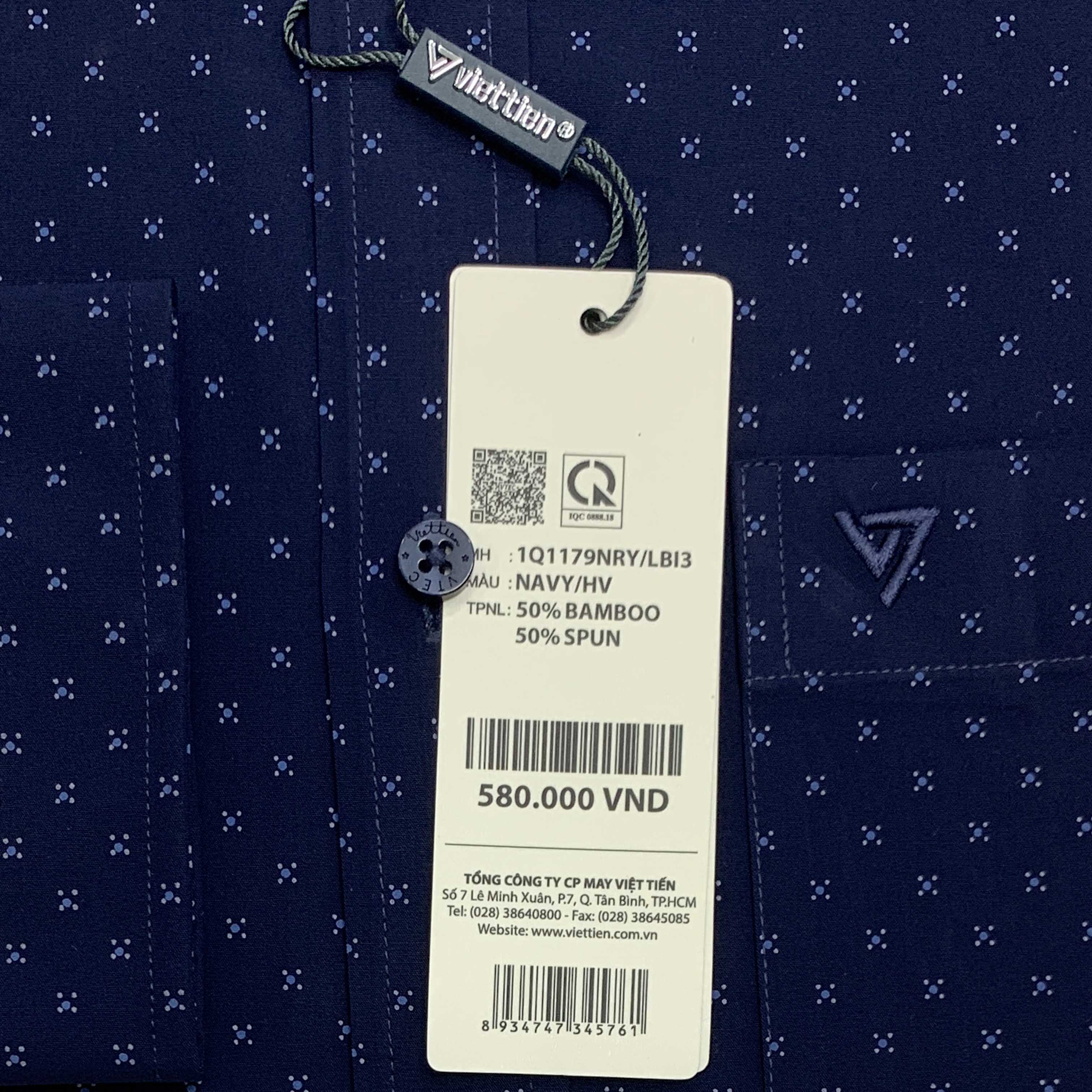 Viettien - Áo sơ mi nam dài tay họa tiết 1Q1179 regular