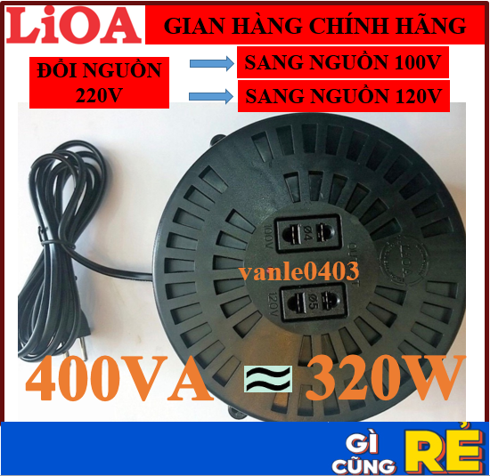 Biến áp tự ngẫu lioa 400va dn004 - bộ đổi nguồn lioa 400va từ 220v sang 100v/120v cho máy nhật - mỹ