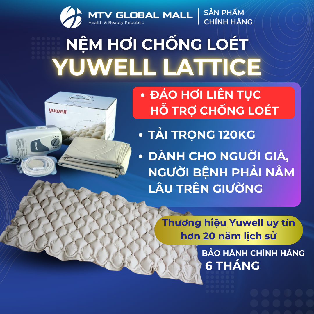 Đệm Hơi Chống Loét Cao Cấp Dành Cho Người Già Yuwell Lattice – Hàng Chính Hãng Bảo Hành 6 Tháng