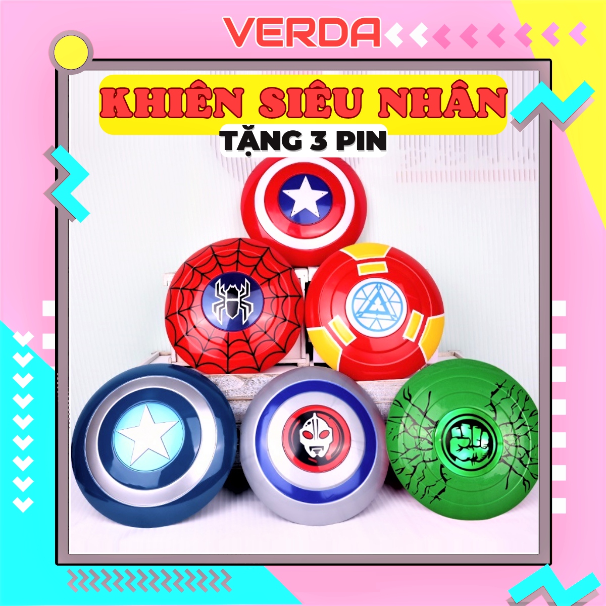 Khiên siêu nhân có đèn nhạc captain america khiêng đội trưởng mỹ anh hùng nhện sắt cosplay spiderman hulk ironman VERDA