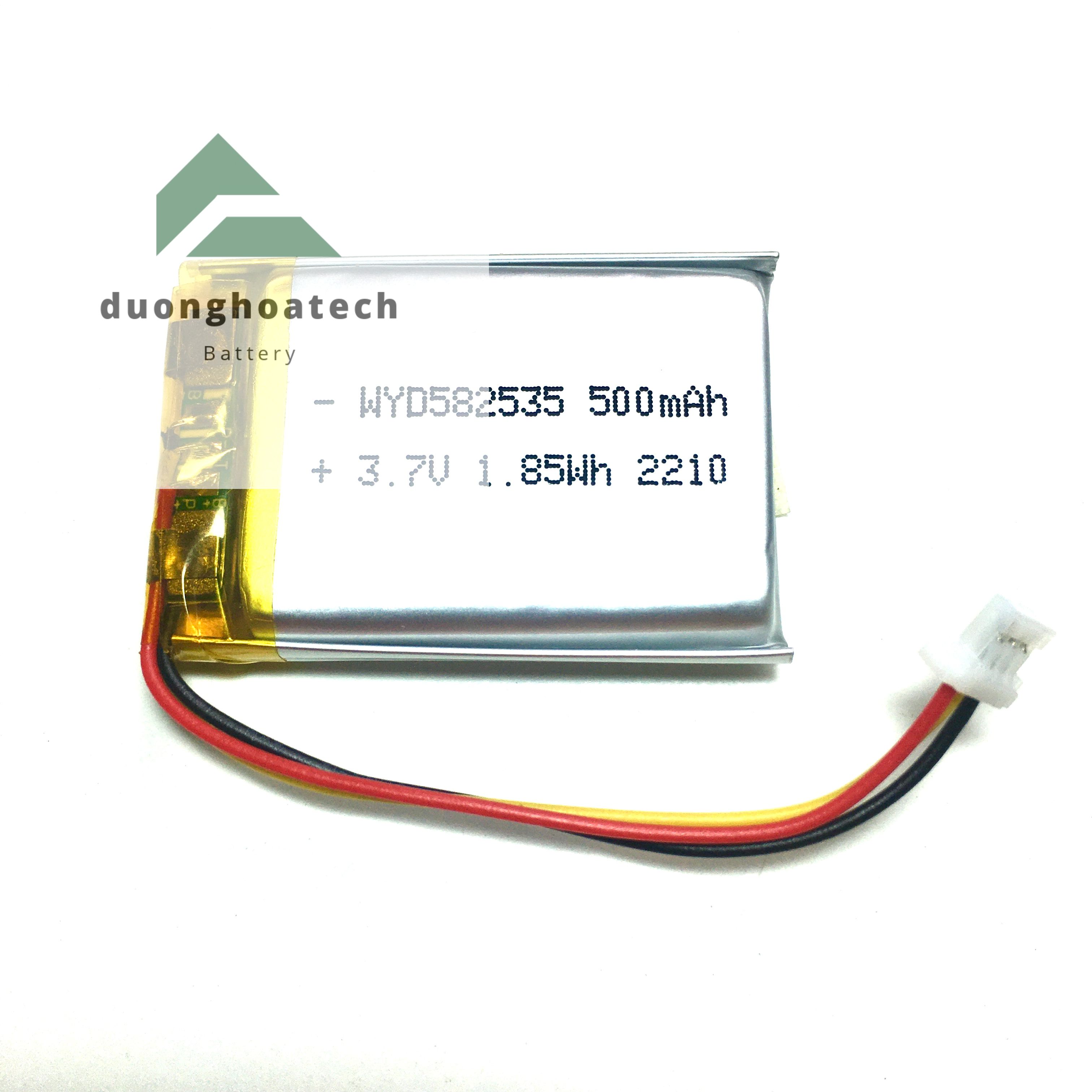 Pin Li-Po Lithium Polymer 3.7V Dung Lượng 500mAh 5.8x25x35mm Dùng Cho Camera Hành Trình