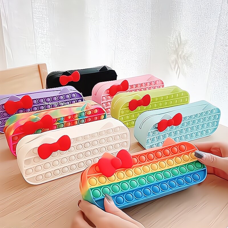 Hộp bút Pop it 💎 nhiều màu sắc,♥♥♦ dụng cụ học tập, túi đựng bút dễ thương silicon cho bé