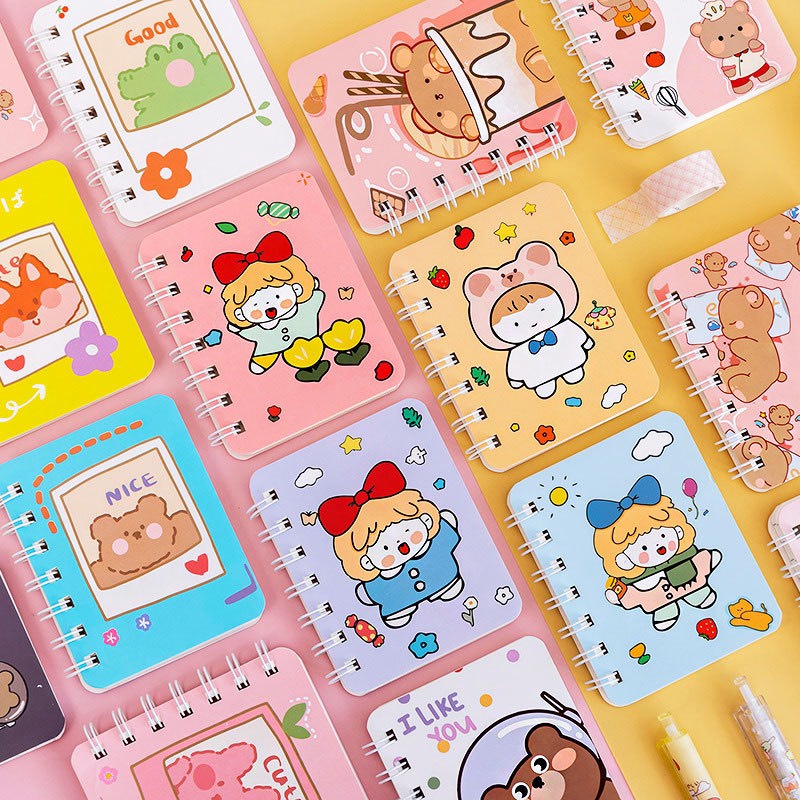 Sổ tay ghi chép gáy xoắn nhiều mẫu xinh xắn Siêu đáng yêu, Sổ ghi chép cầm tay mini