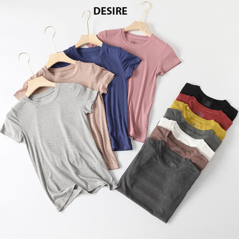 Áo thun trơn cộc tay basic thun cotton cổ tim mịn mát mùa hè AN-02