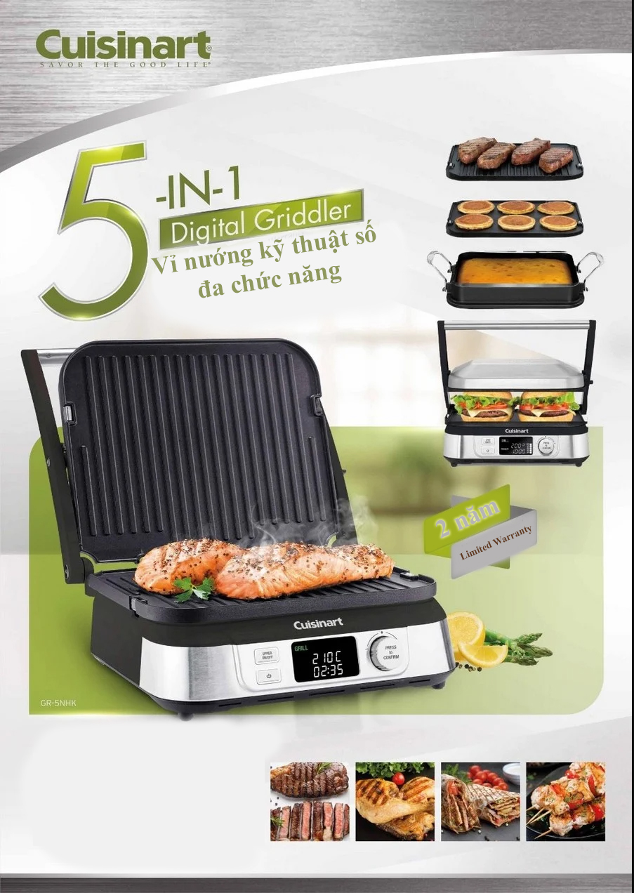 Bếp nướng kỹ thuật số Cuisinart GR5 - NHK đa năng, công suất cao, nhập khẩu chính hãng