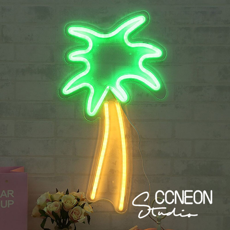 Đèn trang trí phòng led neon sign hình cây dừa