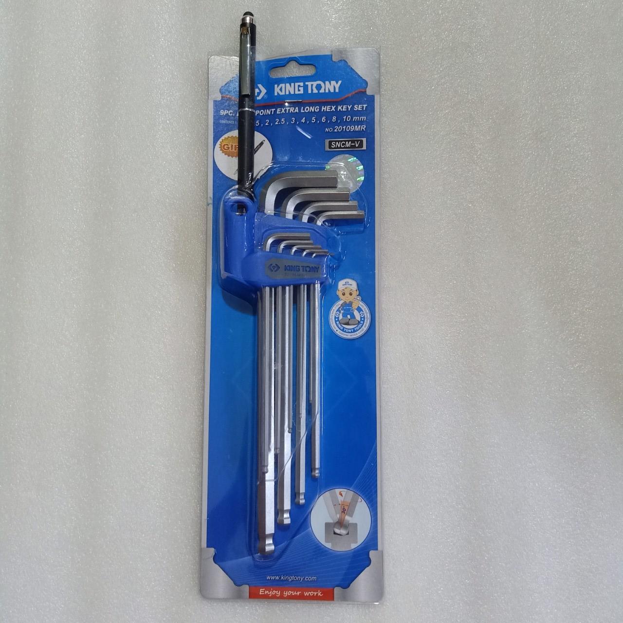 Bộ lục giác đầu bi 9 chi tiết KING TONY No.20109MR tặng kèm bút cảm ứng
