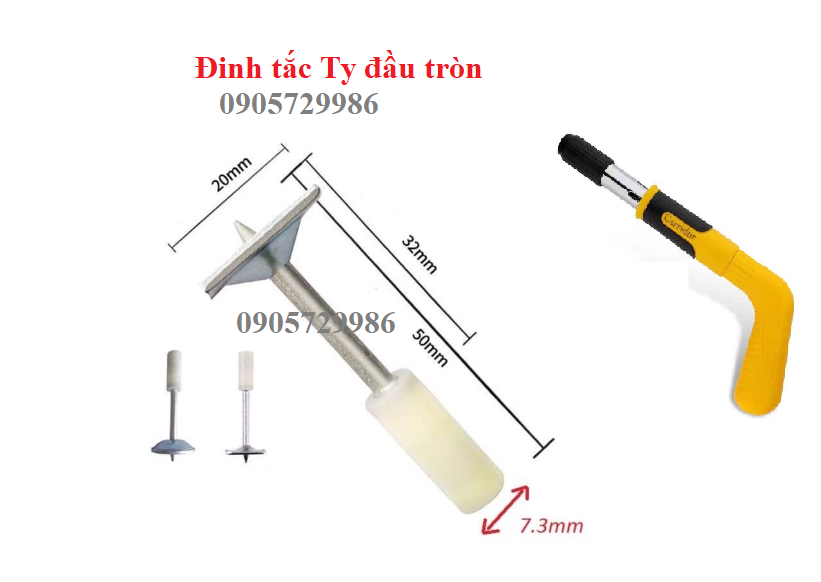 Đinh vít bê tông bắn ty mũ tròn để cố định dùng cho máy bắn ty