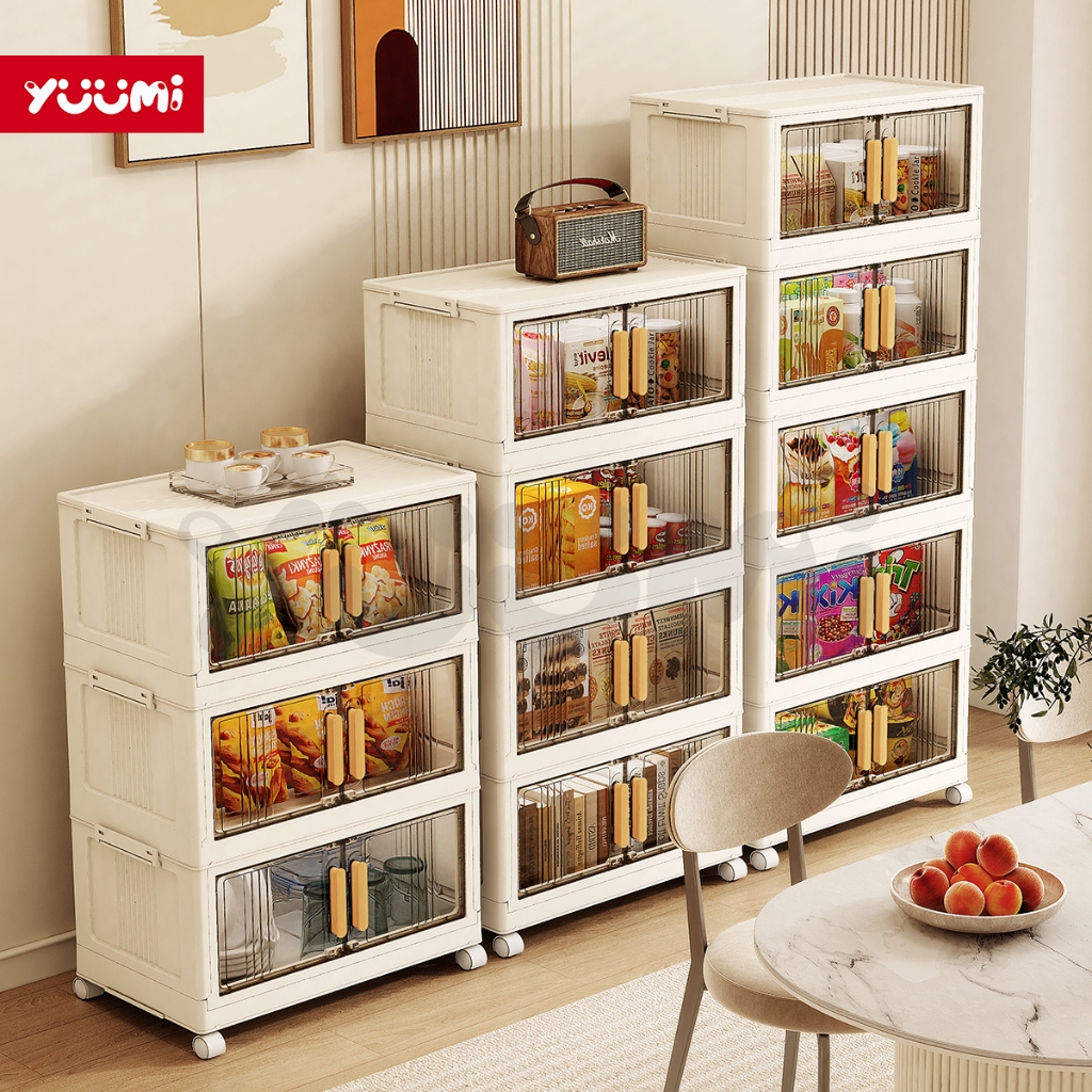 YUUMI Cửa nam châm Trong suốt cao cấp tủ nhựa ,kệ đựng đồ đa năng/Dung tích lớn tủ đựng đồ/tủ để đồ nhà bếp