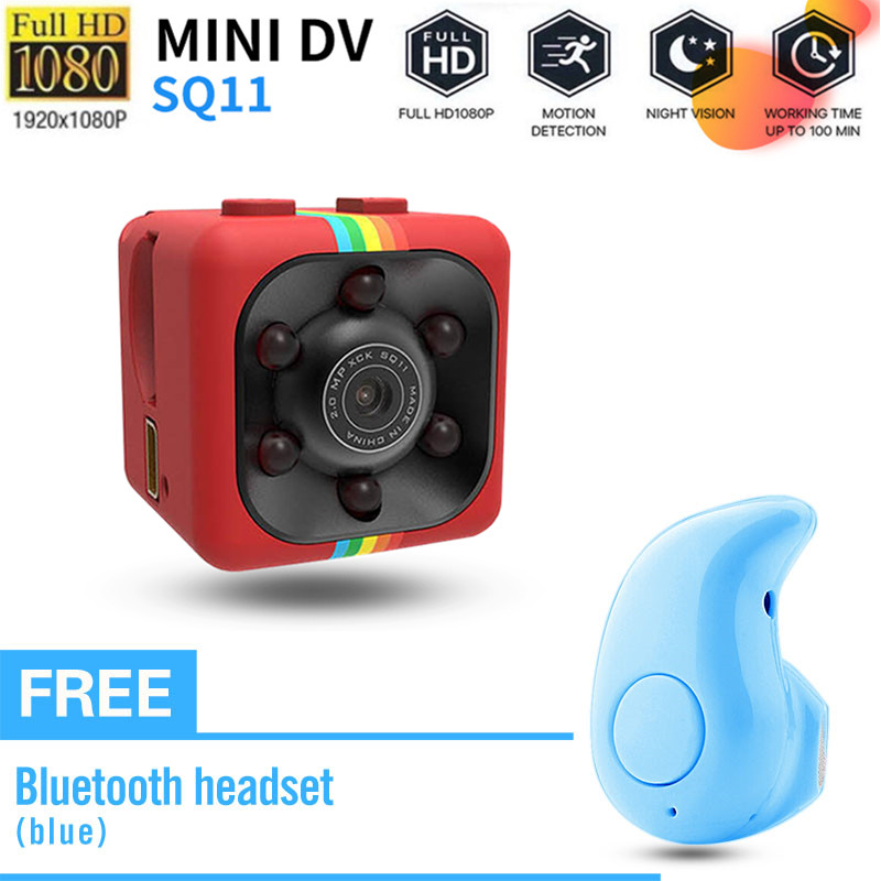 Máy ảnh Mini SQ11 Camera nhỏ HD 1080P Máy quay phim nhìn đêm cảm biến Máy quay video siêu nhỏ Máy ghi hình chuyển động DVR DV Máy quay phim với tai nghe Bluetooth miễn phí s530