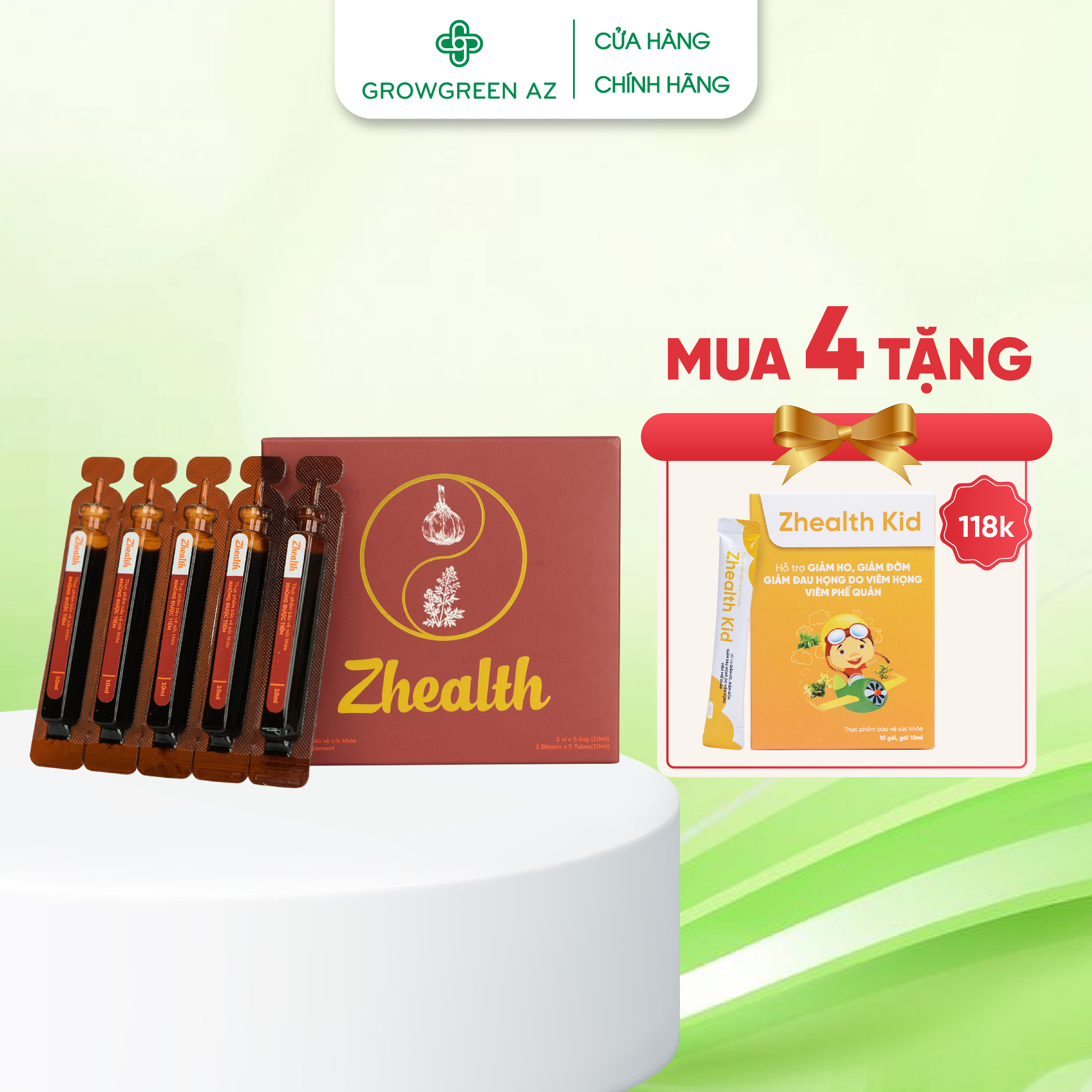 Siro ho bổ phổi Zhealth giảm ho tức thì, long đờm, tăng sức đề kháng hệ miễn dịch( 10 ống x 10ml)