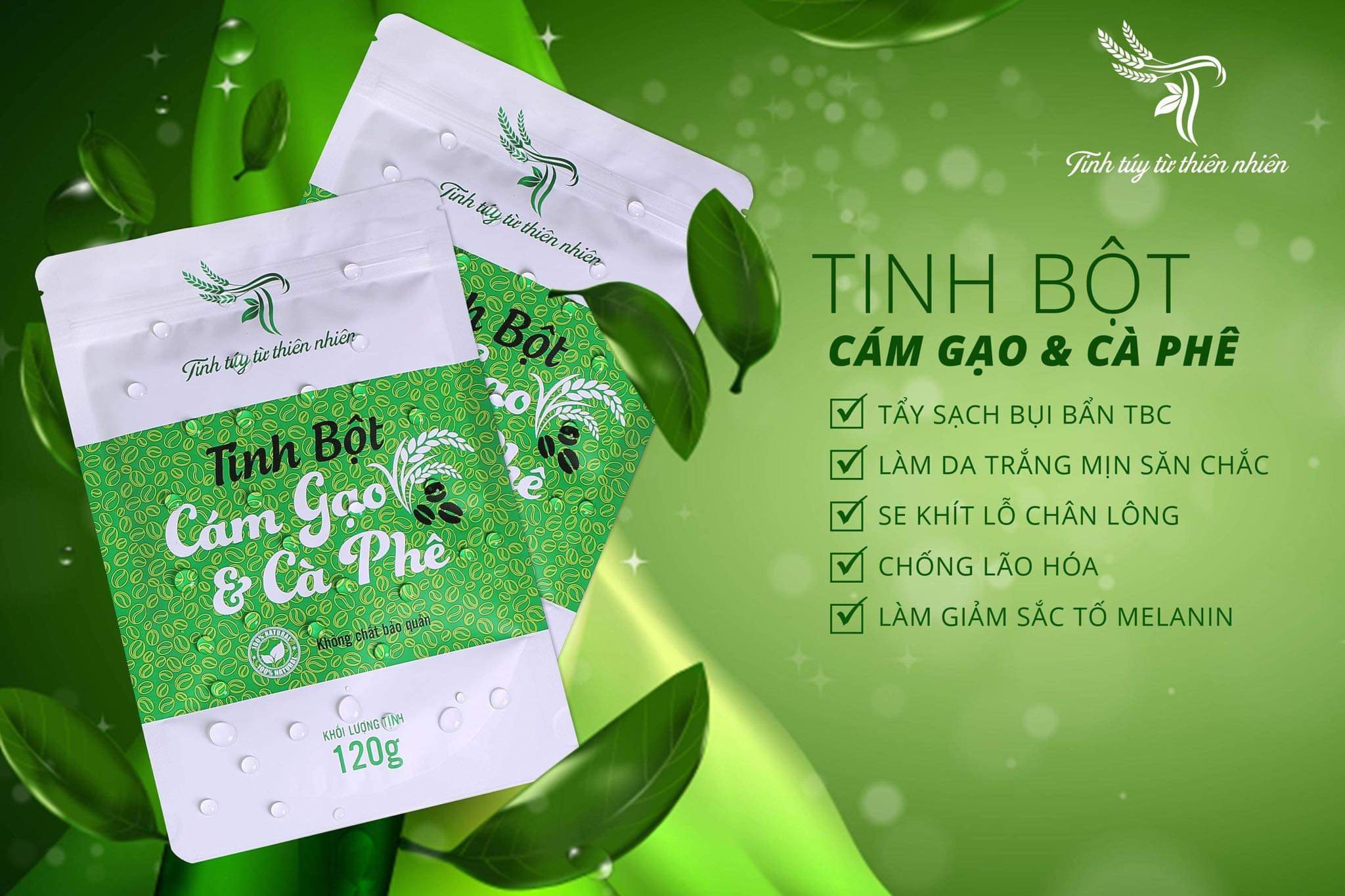 Cám gạo cafe handmade TT ( tẩy tế bào chết body, giảm mụn lưng)