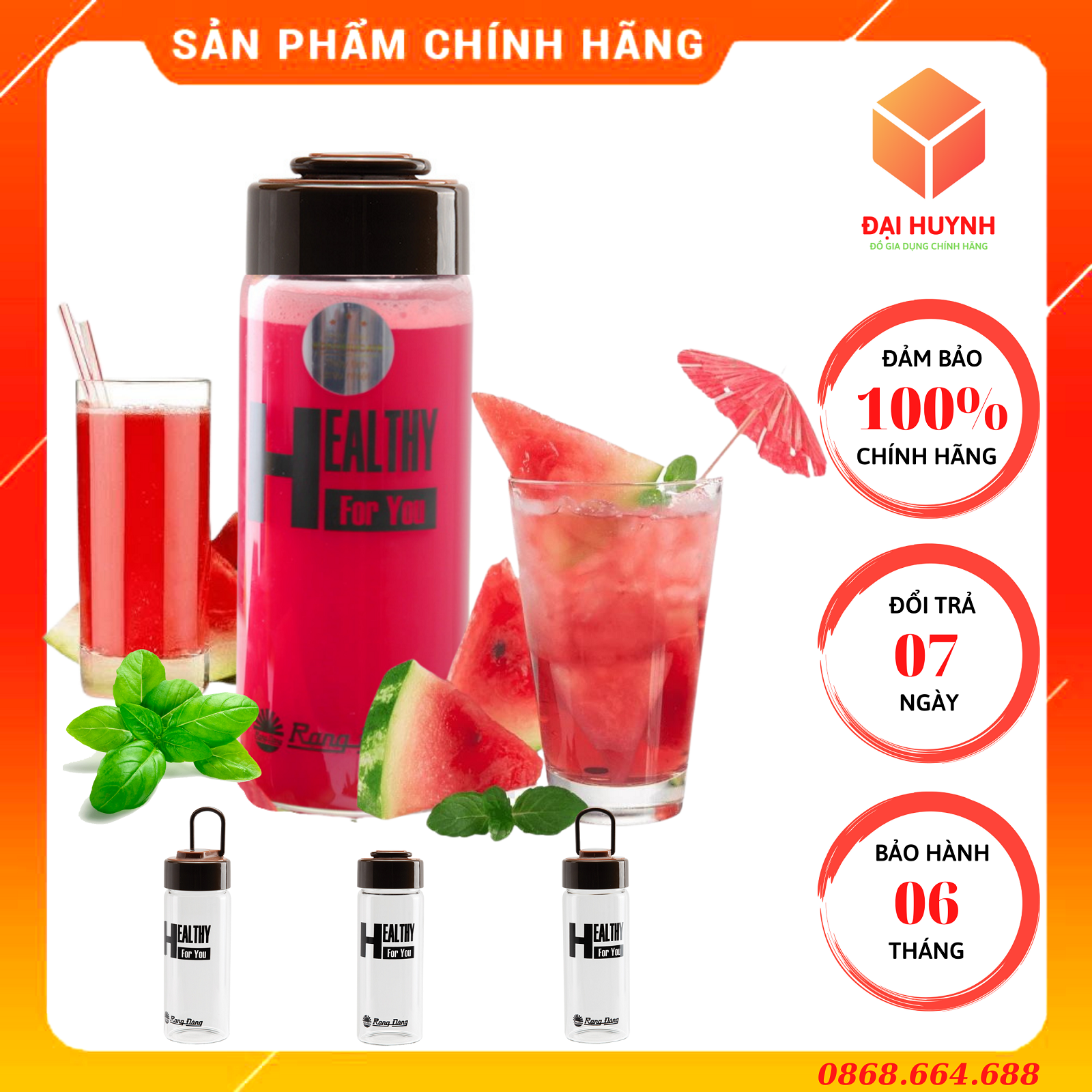 Bình đựng nước cầm tay thủy tinh cao cấp 450ml rd-045g2 rạng đông