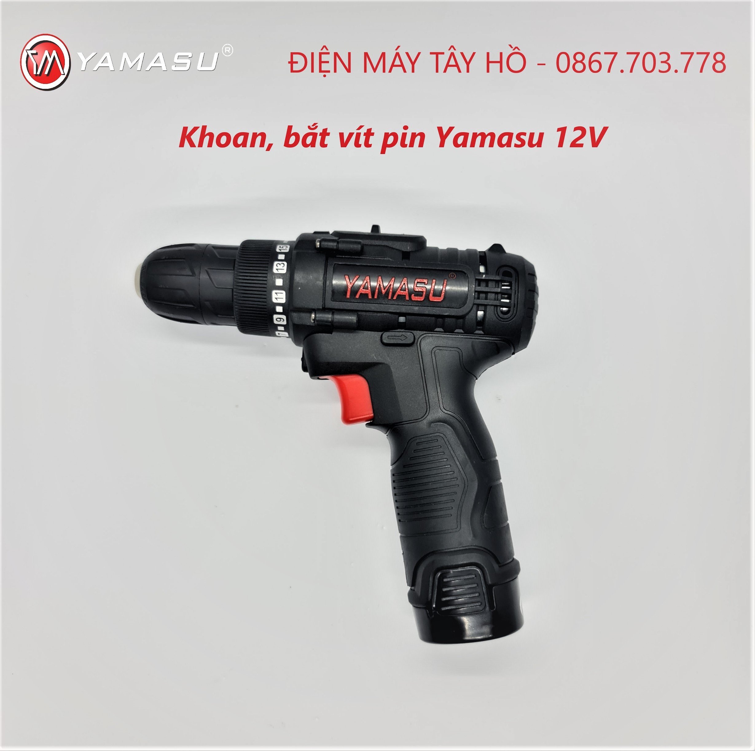 Khoan pin Yamasu 12V, 2 chức năng vít và khoan