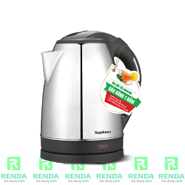 Ấm siêu tốc inox dung tích 1.8l nagakawa nag0306
