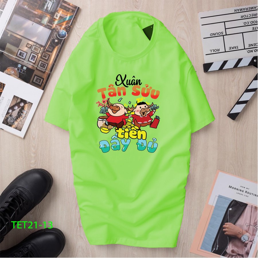 [HCM]Áo thun in nam nữ in hình tết cực cute Xuân Tân Sửu tiền đầy đủ TET21-13