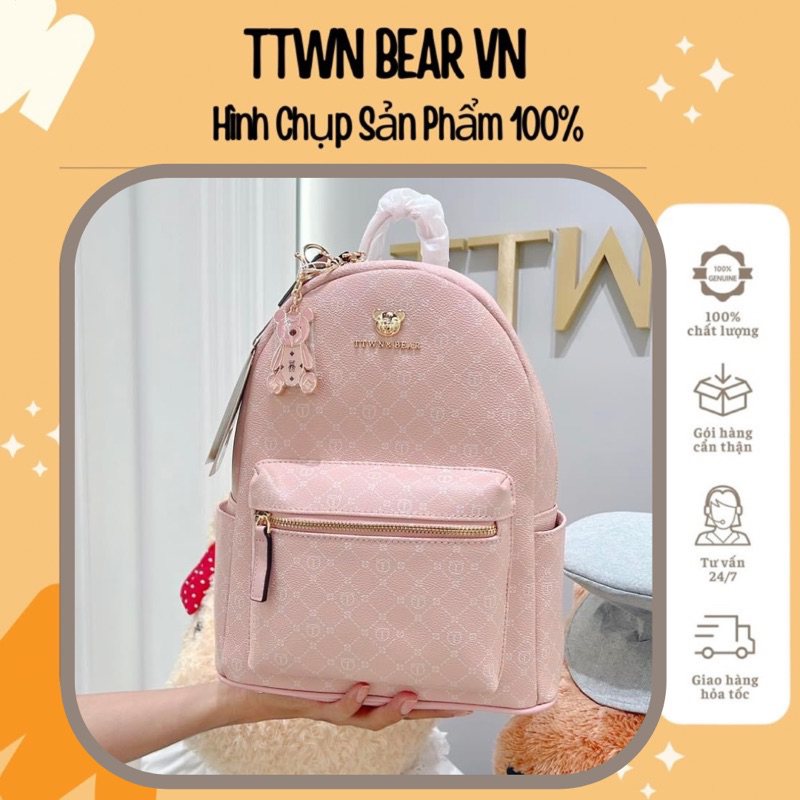 ‼️sẵn sg ‼️ ttwn bear balo hồng size s - 21cm mẫu 2023 chính hãng