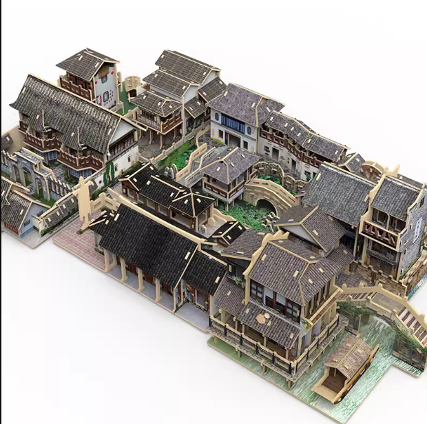 Lắp ráp mô hình cổ trấn Trung Hoa đặc sắc mô hình lắp ghép gỗ lego các phố cổ đẹp như tranh