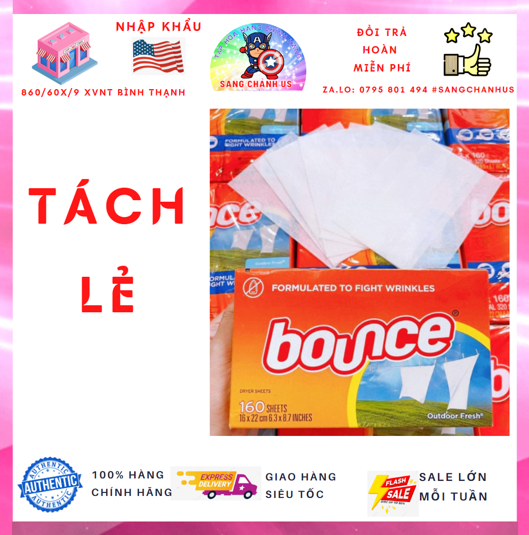 Giấy thơm quần áo bounce của mỹ 10 20 30 tờ